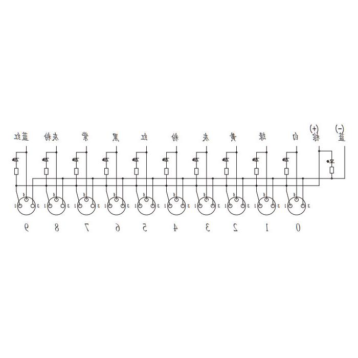 M8 junction box, single channel, NPN, 10-port all-in-one, LED, PVC non-flexible cable, gray sheathed, 23NA31-XXX